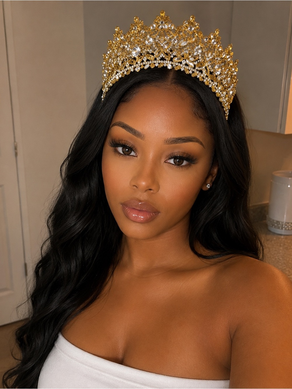 Luxury High End Quality Gold Crown - Women Accessories